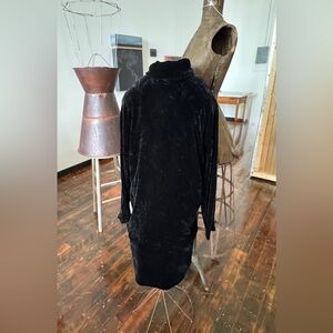 Vintage Silk Blend Black Velvet Dress